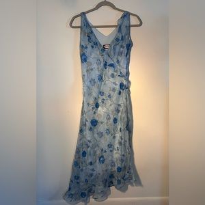 Vintage zoey Beth blue floral maxi dress asymmetrical